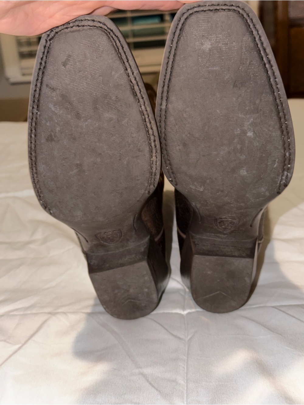 Ariat Brown Leather Western Heeled Boots with Light Stitching - Picture 9 of 12